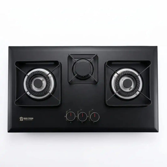 Builtron Black 11 Built-In Gas Hob 3 Burner with Auto Ignition and Cast Iron Burners in Pakistan