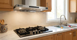 Best built-in gas hob, kitchen chimney hood and stainless steel sink in a modern Pakistani kitchen