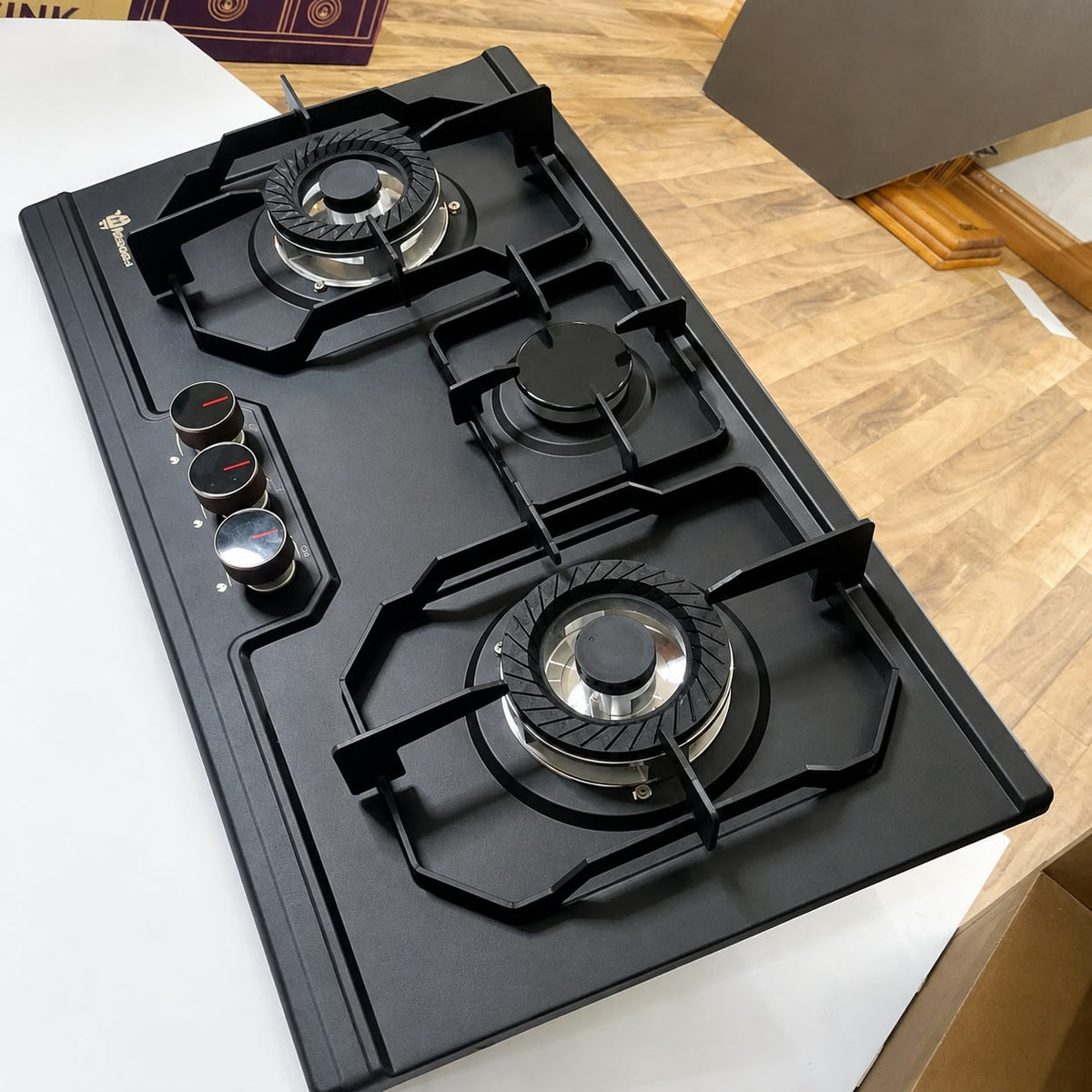 Built-In Gas Hob F11 – Auto Ignition, Cast Iron Burners & Black Finish