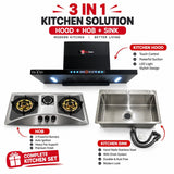 3-in-1 Kitchen Combo – Gas Hob, Kitchen Hood & Sink