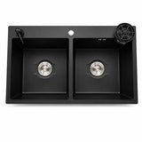 Lifestyle 12 BK Double Bowl Kitchen Sink | Stainless Steel | Glass Washer + Soap Dispenser
