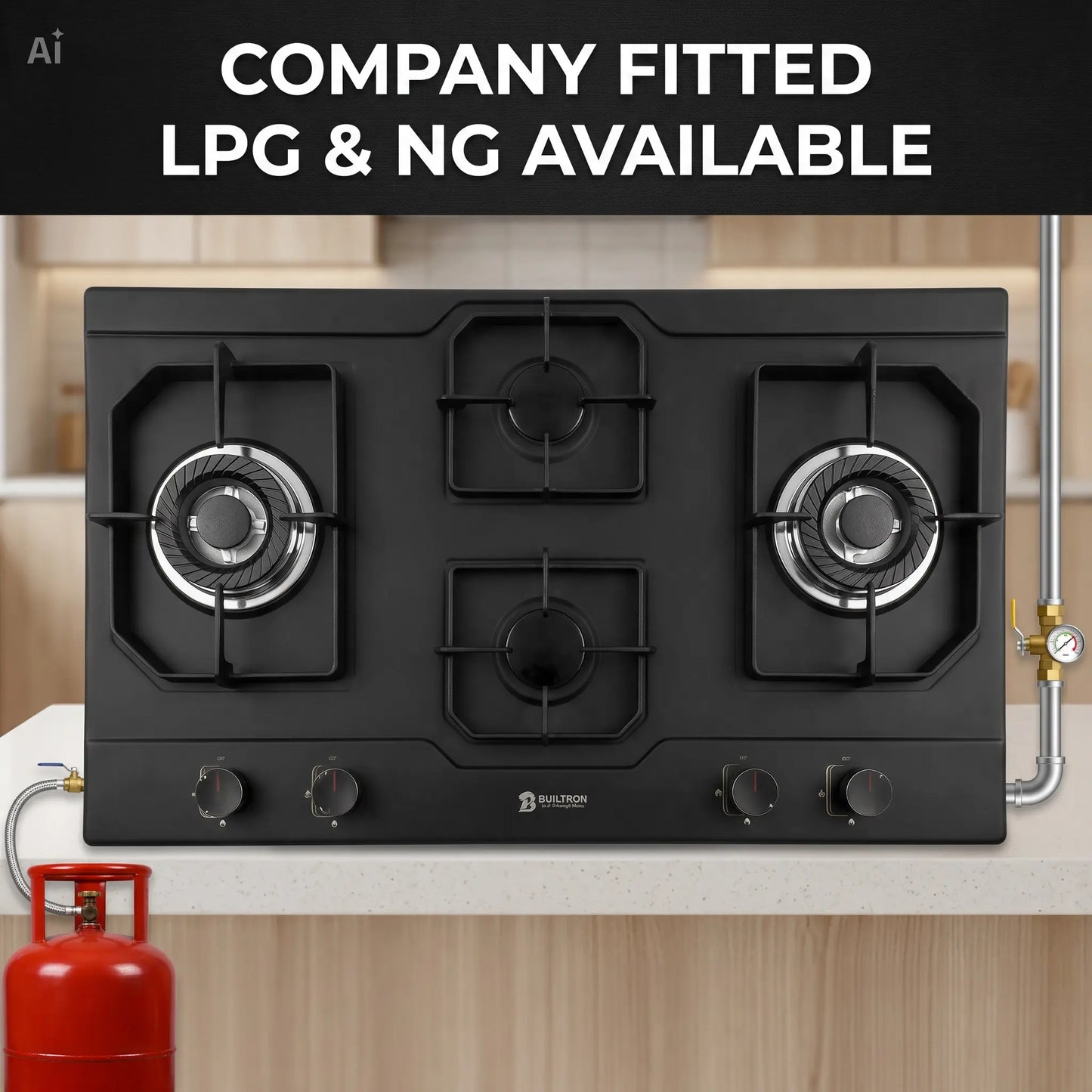 Builtron 4B-11 company fitted LPG and NG gas hob available in Pakistan