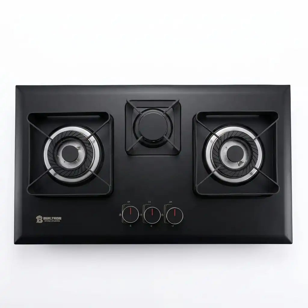Builtron Black 11 Built-In Gas Hob 3 Burner with Auto Ignition and Cast Iron Burners in Pakistan