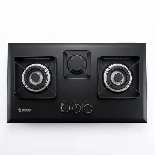 Builtron Black 11 Built-In Gas Hob 3 Burner with Auto Ignition and Cast Iron Burners in Pakistan