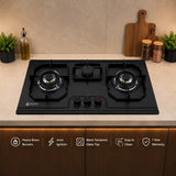 Builtron F-11 3 burner black tempered glass built-in gas hob price Pakistan